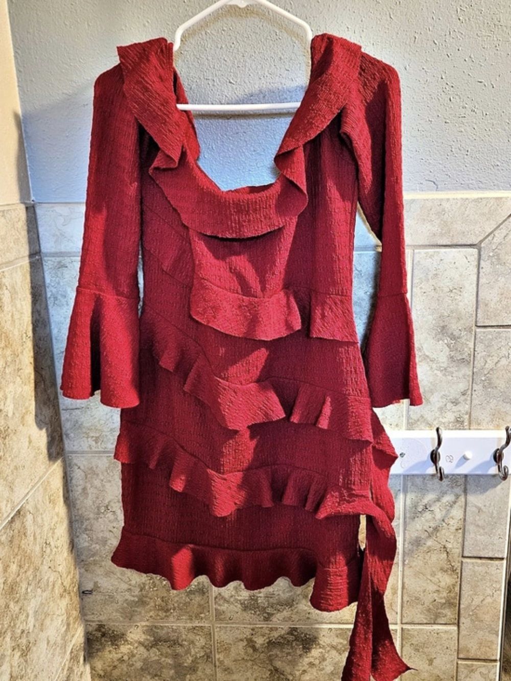 Arden B. Red Ruffle Mini Dress Size XL Like New